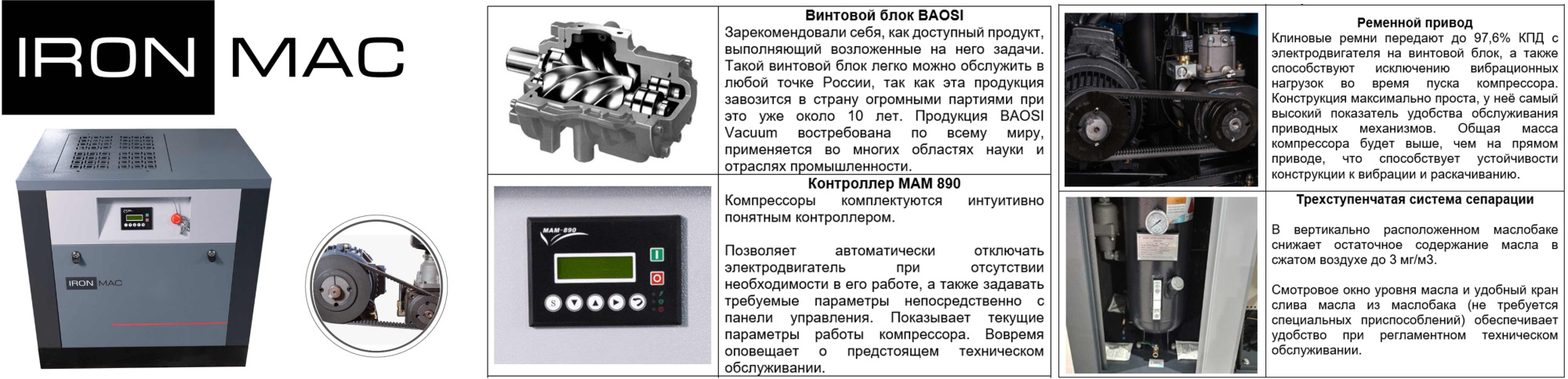 Винтовой компрессор IRONMAC IC 75/10 B